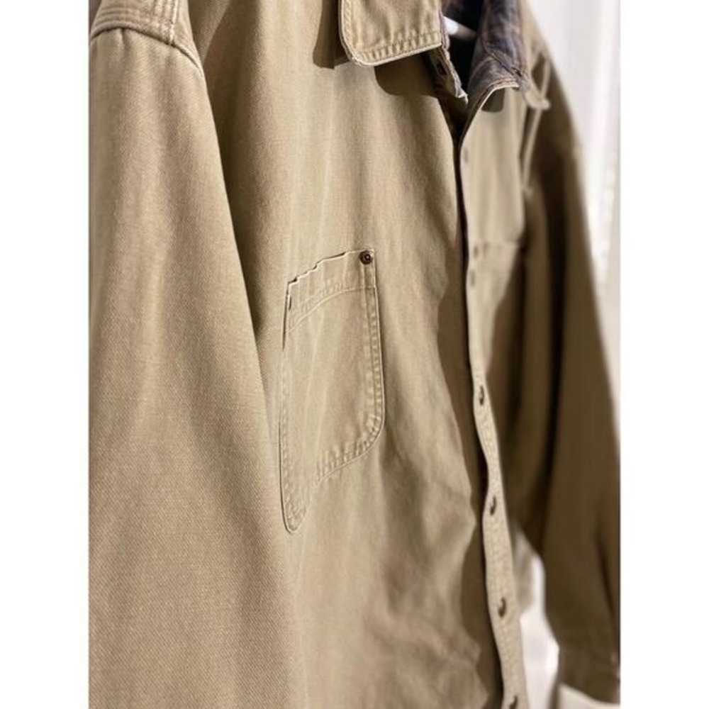 Carhartt Canvas Flannel Lined Shirt Jacket Tan Plaid S96GKH Mens 2XL Regular - Picture 6 of 12